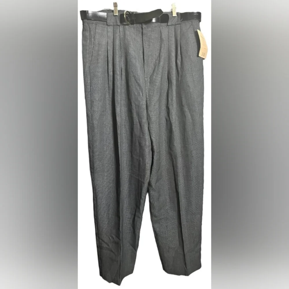 Black & White Plus Perferred Pinstripe Belted Trousers - Picture 1 of 6